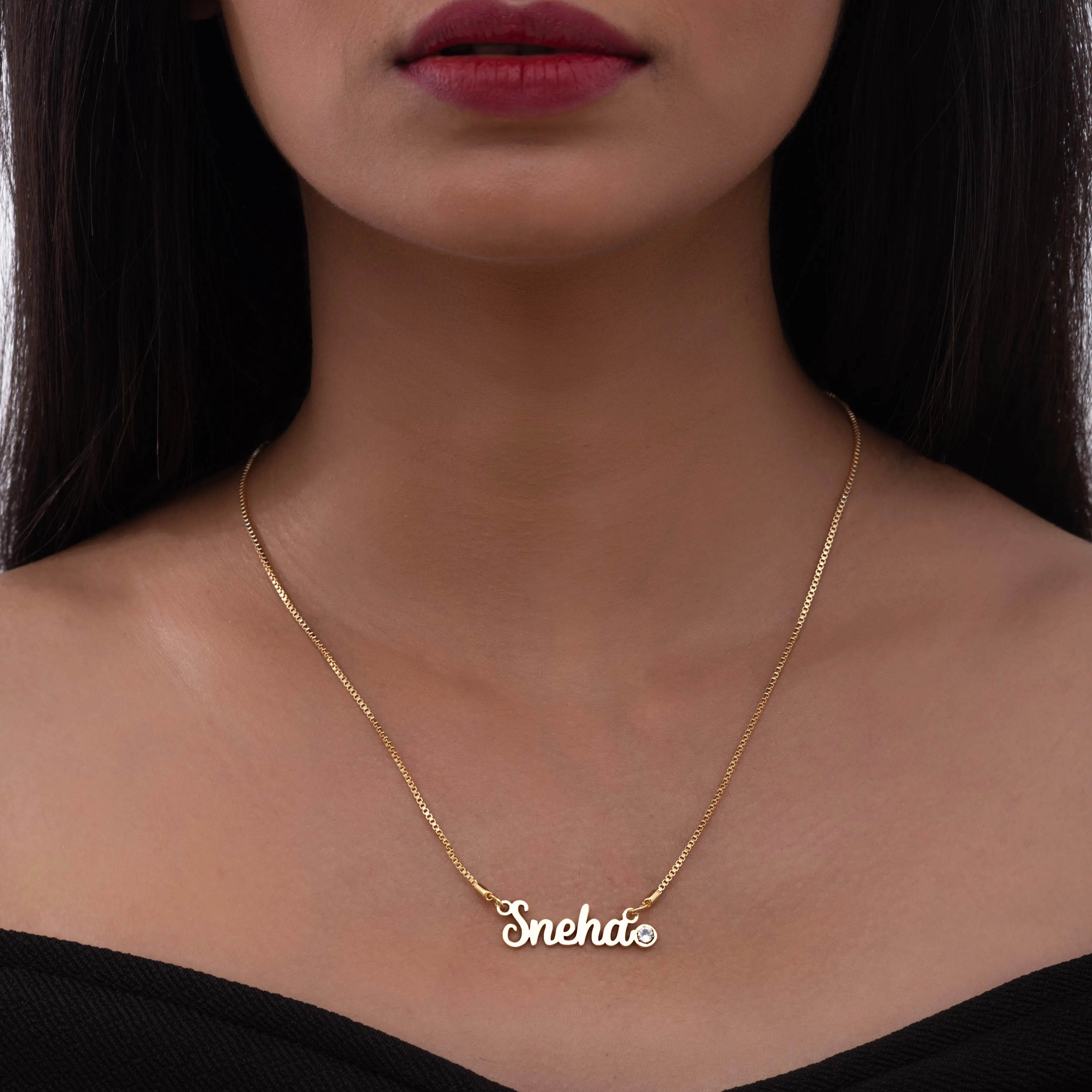 Personalized single name crystal necklace