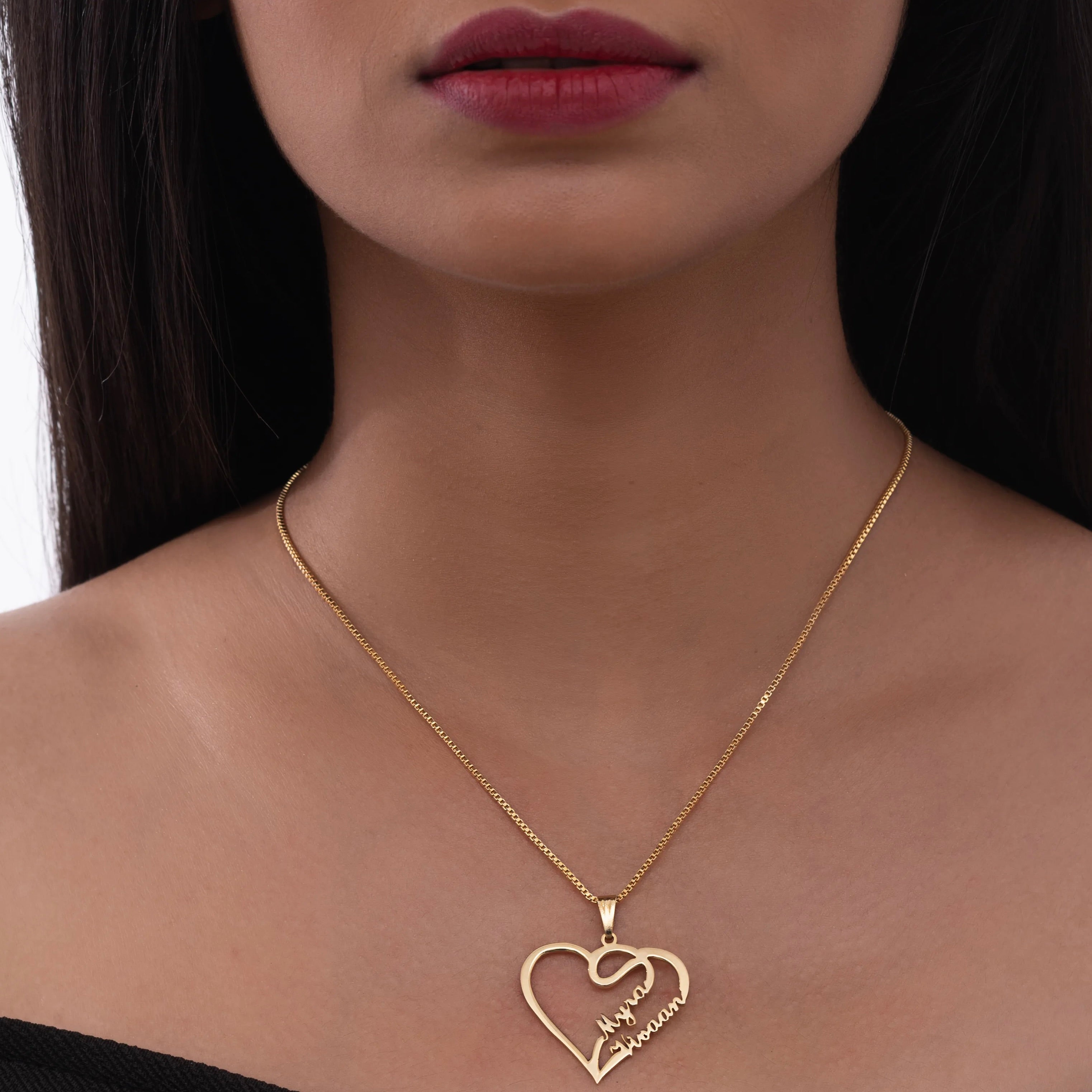 Personalized couple name heart necklace