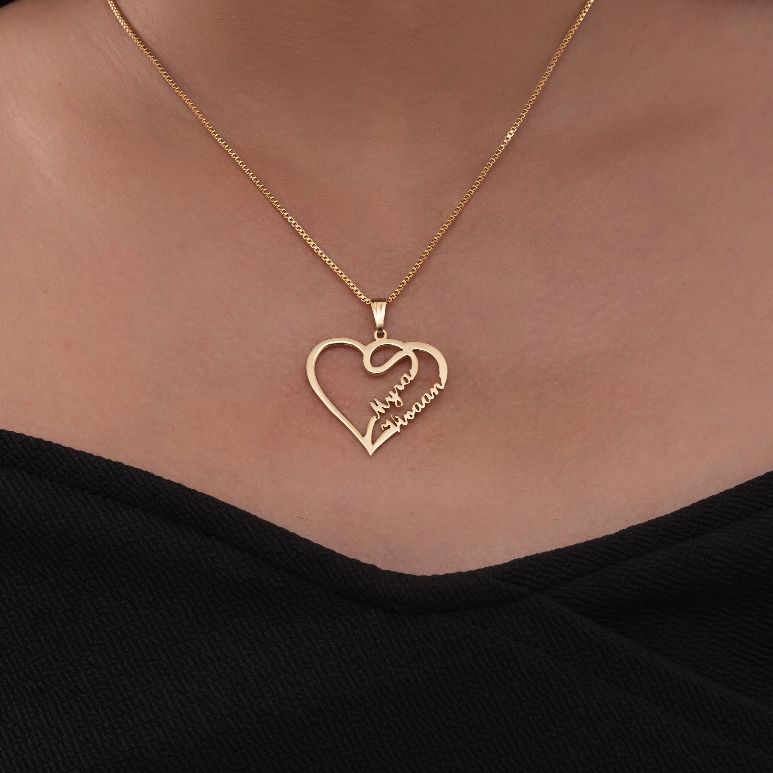 Personalized couple name heart necklace
