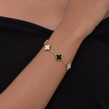 Black & White Clover Bracelet