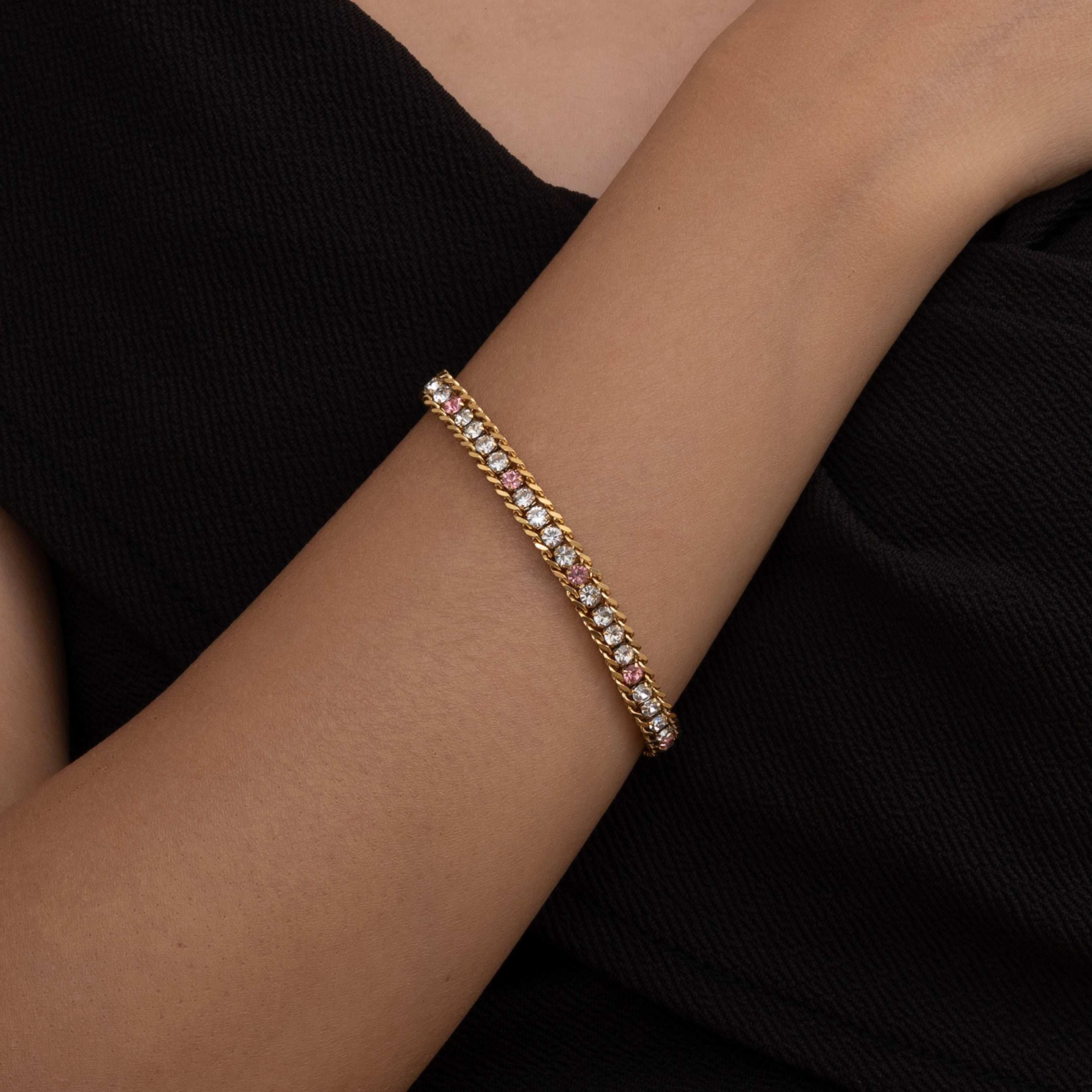 Pink Accent Tennis Bracelet