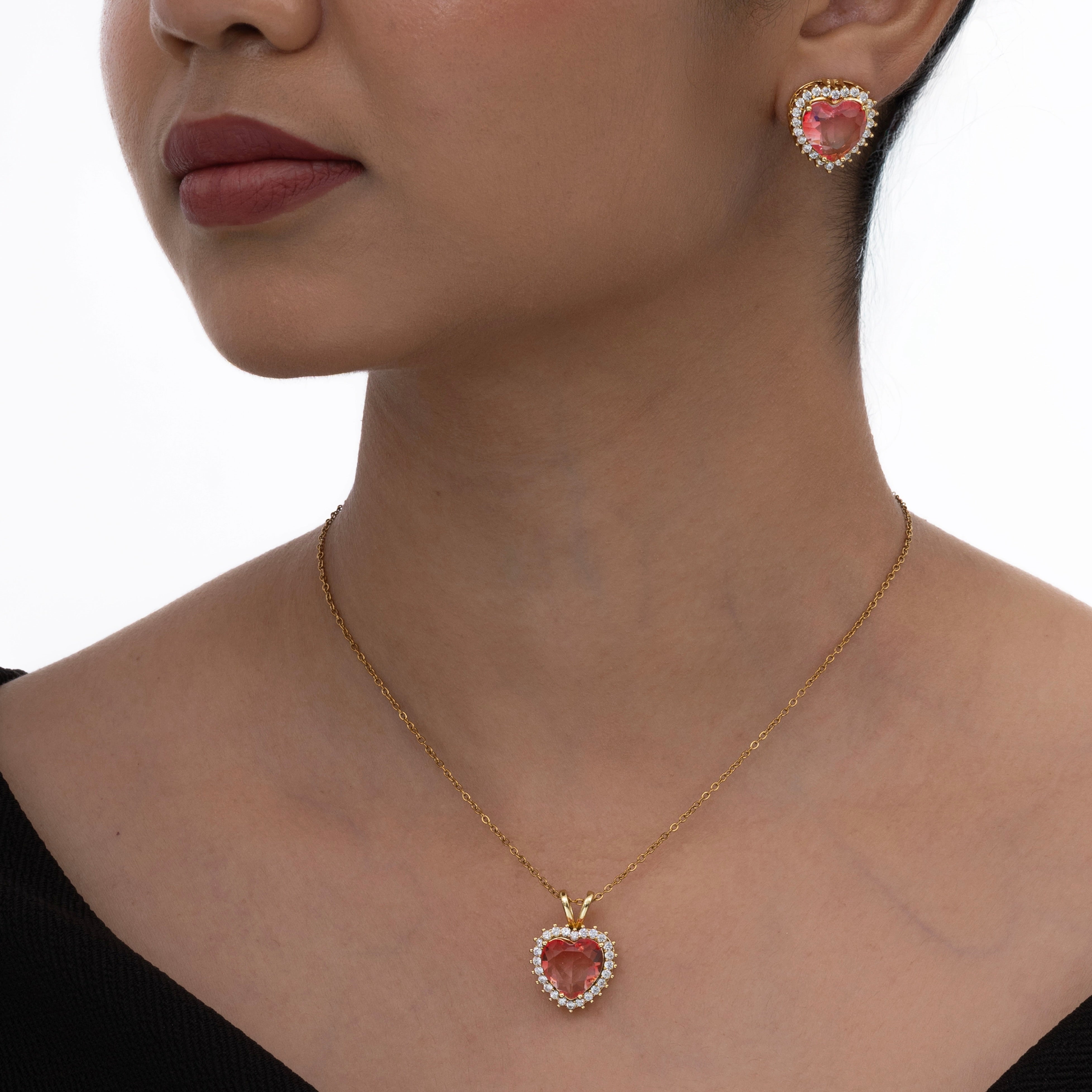 Pink Crystal Heart Set
