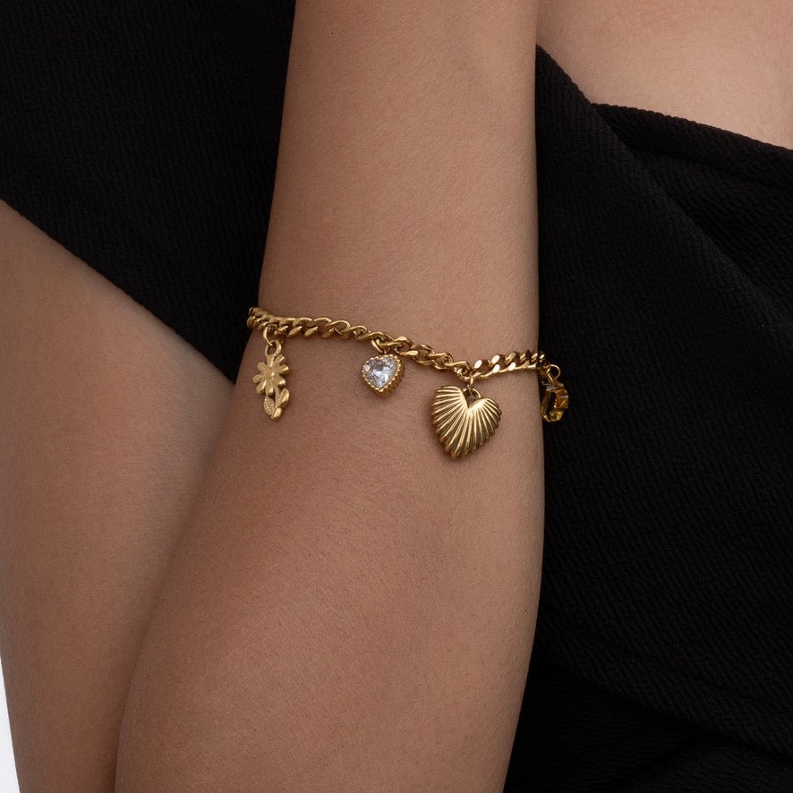 Blooming Heart Charm Bracelet