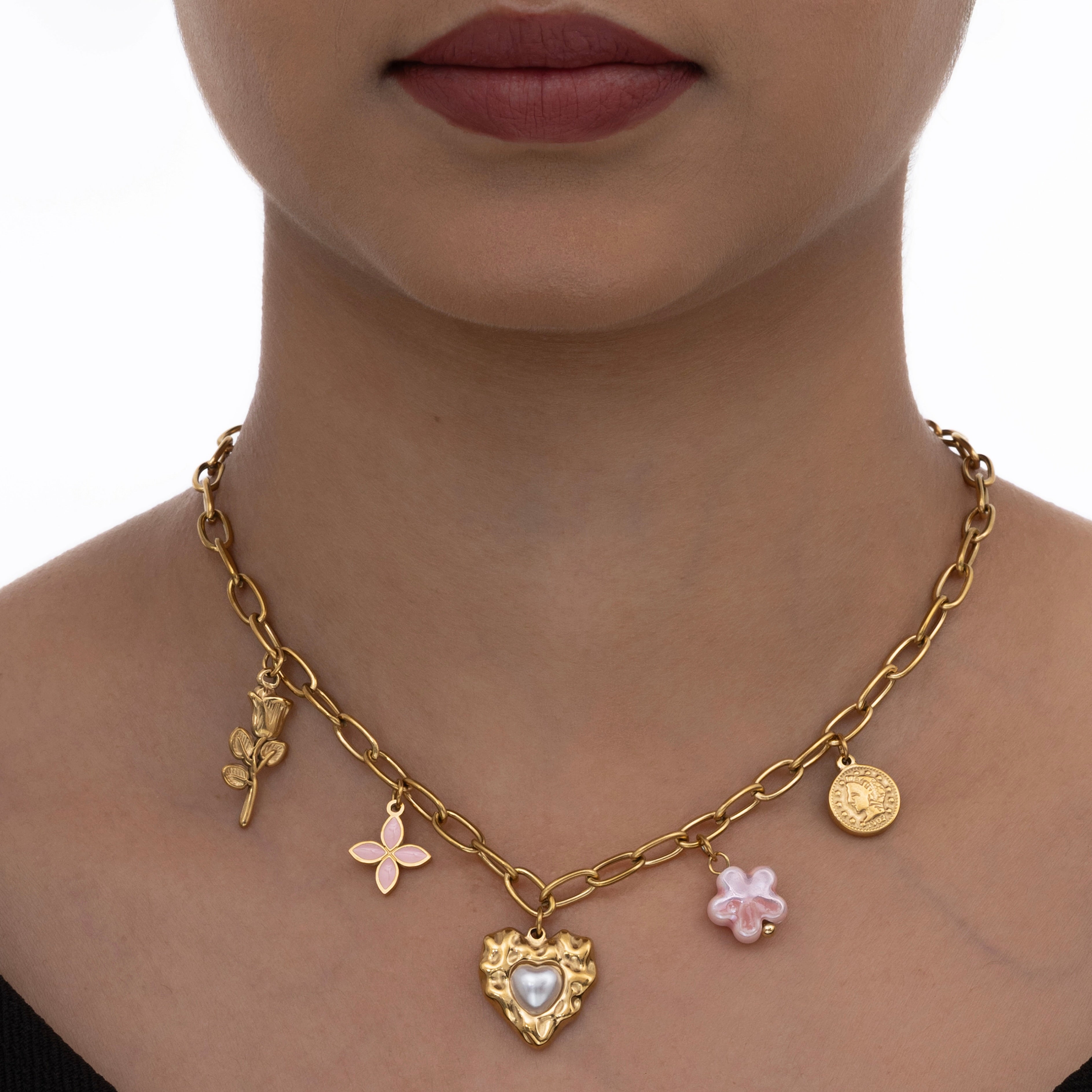 Gold Heart Charm Necklace