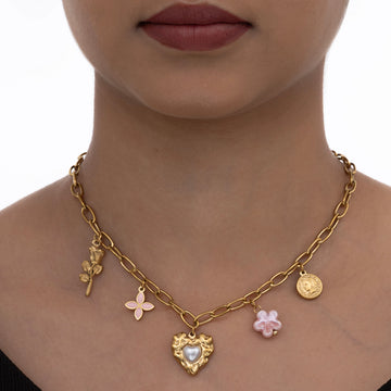 Gold Heart Charm Necklace