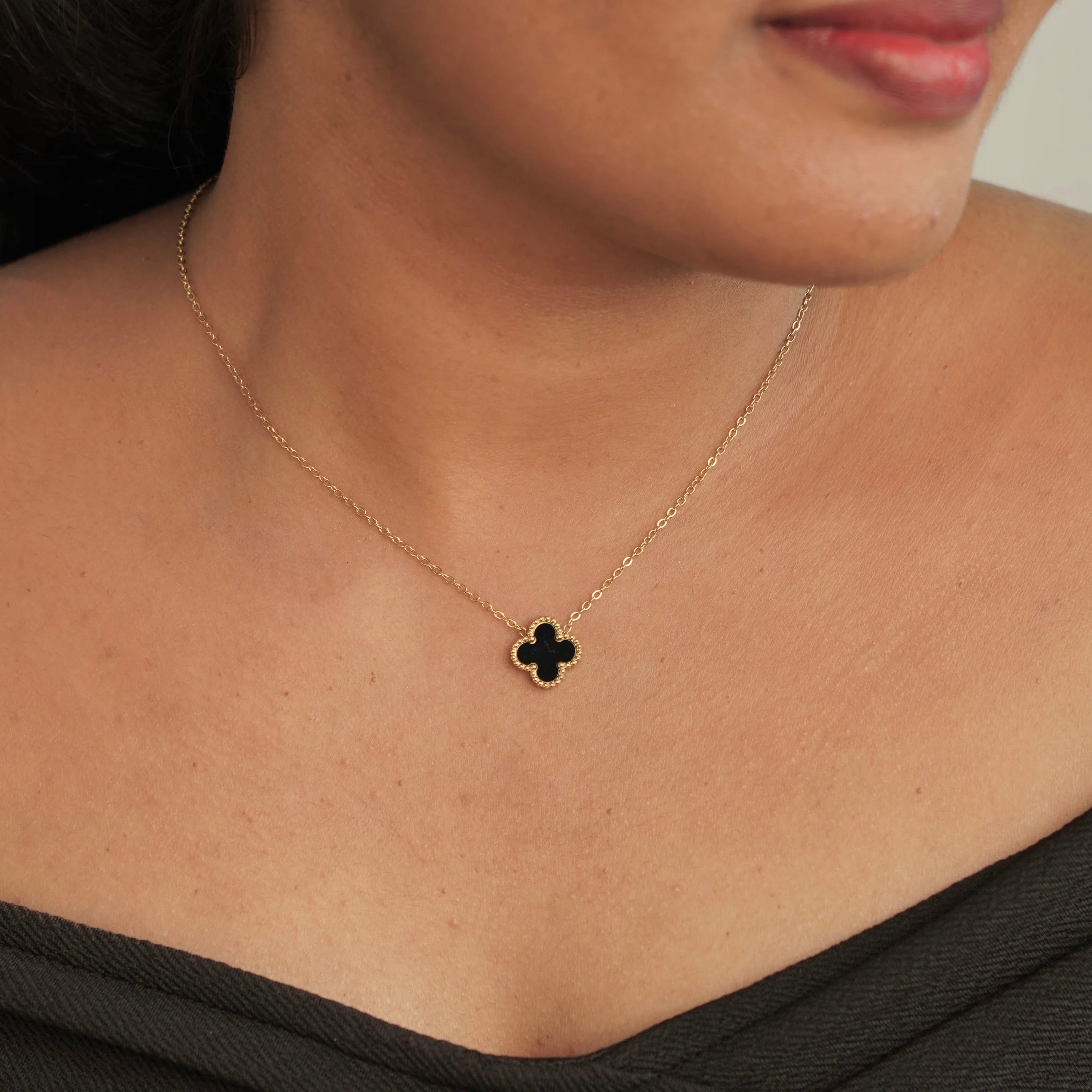 Single Black Clover Necklace