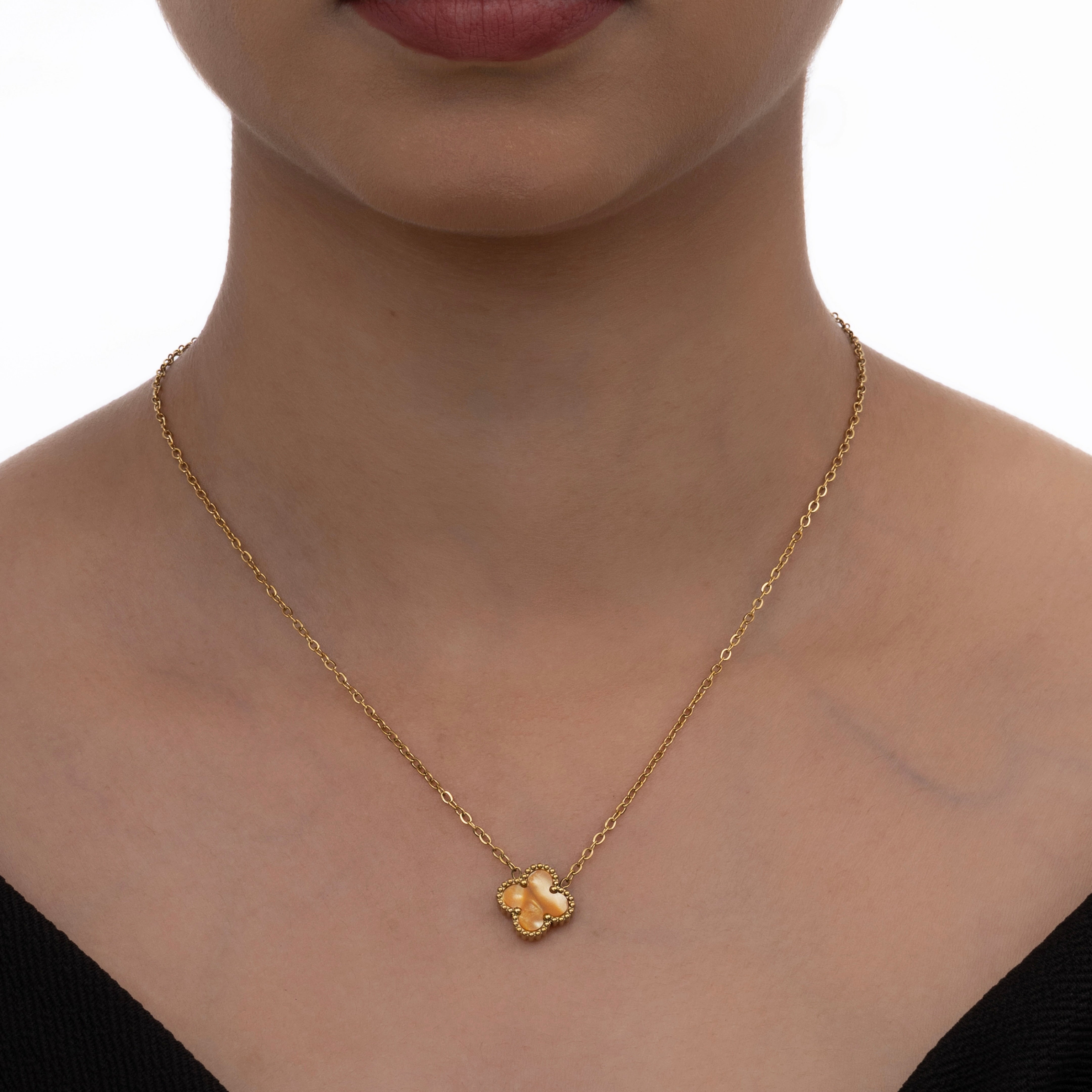 Peach Clover Necklace