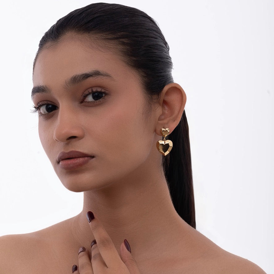 Heart Duo Drop Earrings